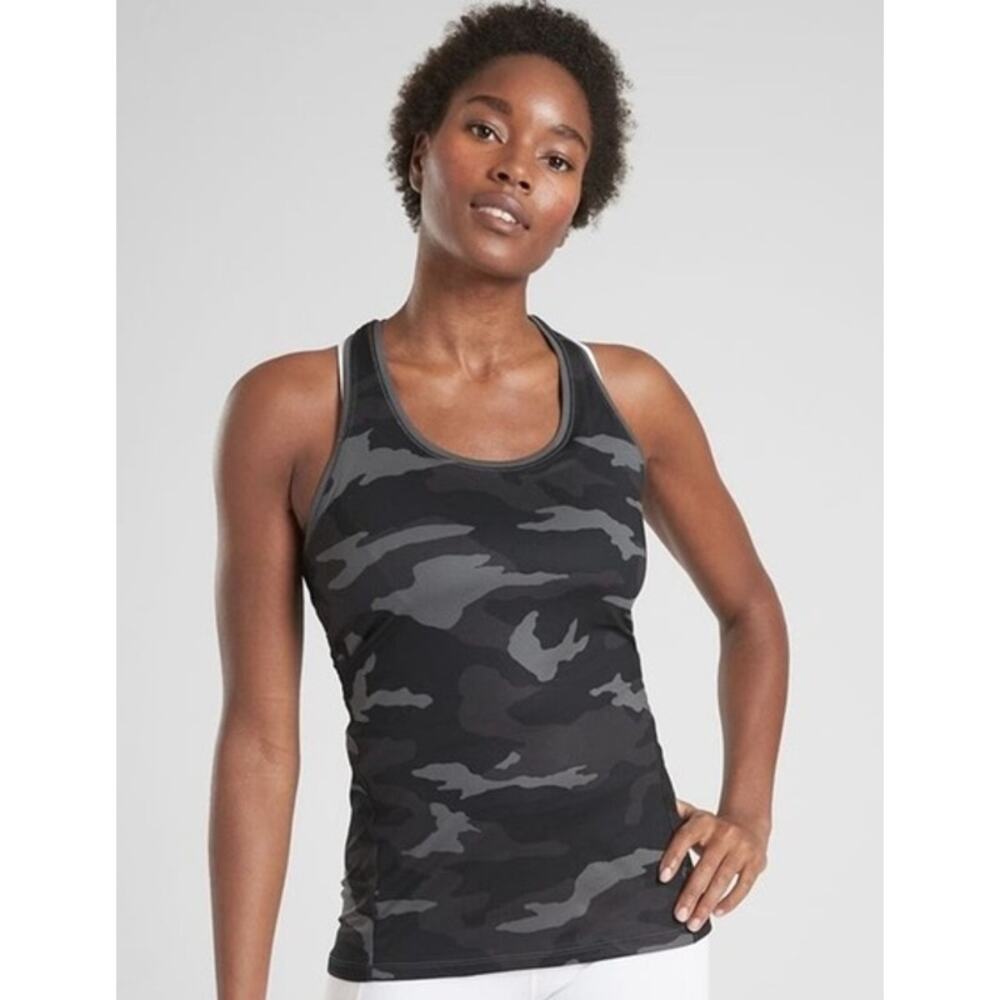 ATHLETA Limitless Camo Keyhole Tank Top Black Racerback Active Women's L - Picture 9 of 10